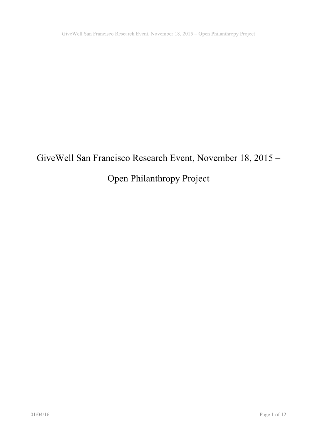 Open Philanthropy Project