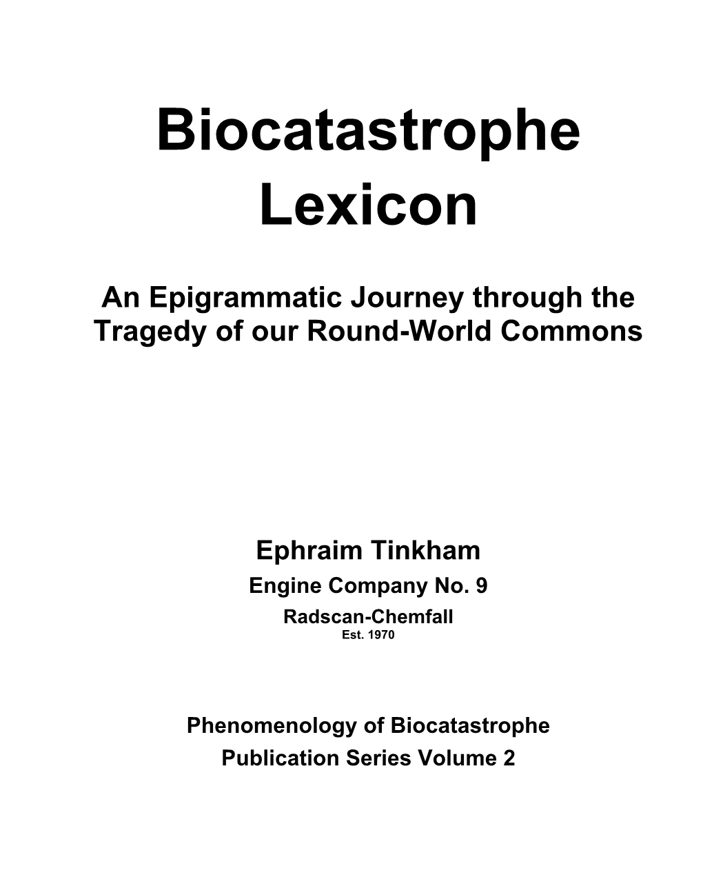 Biocatastrophe Lexicon