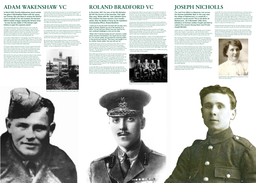 Adam Wakenshaw VC, Roland Bradford VC and Joseph Nicholls