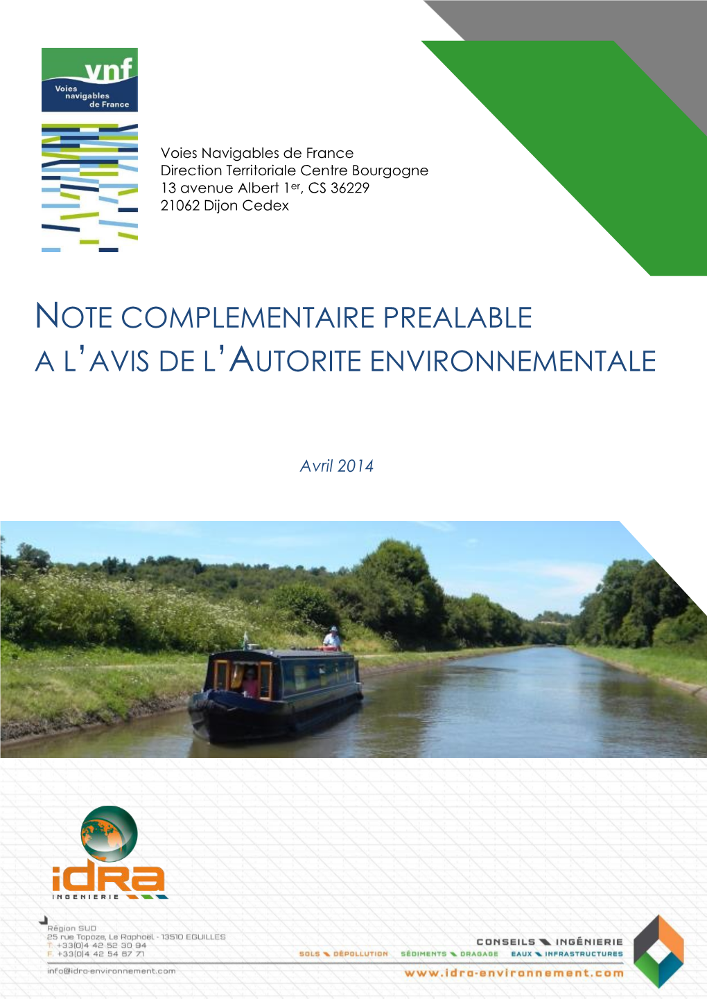 Note Complementaire Prealable a L’Avis De L’Autorite Environnementale