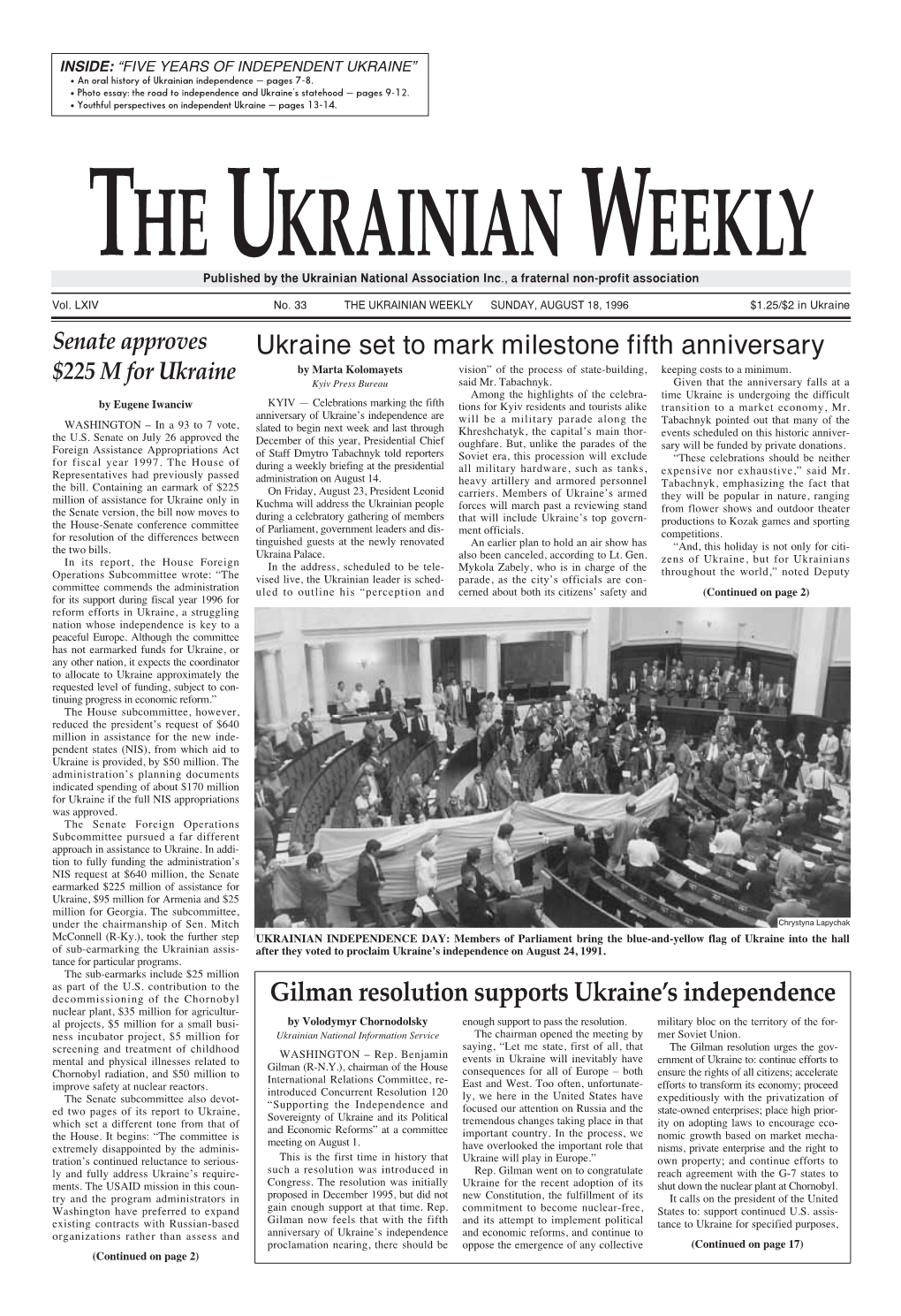 The Ukrainian Weekly 1996, No.33