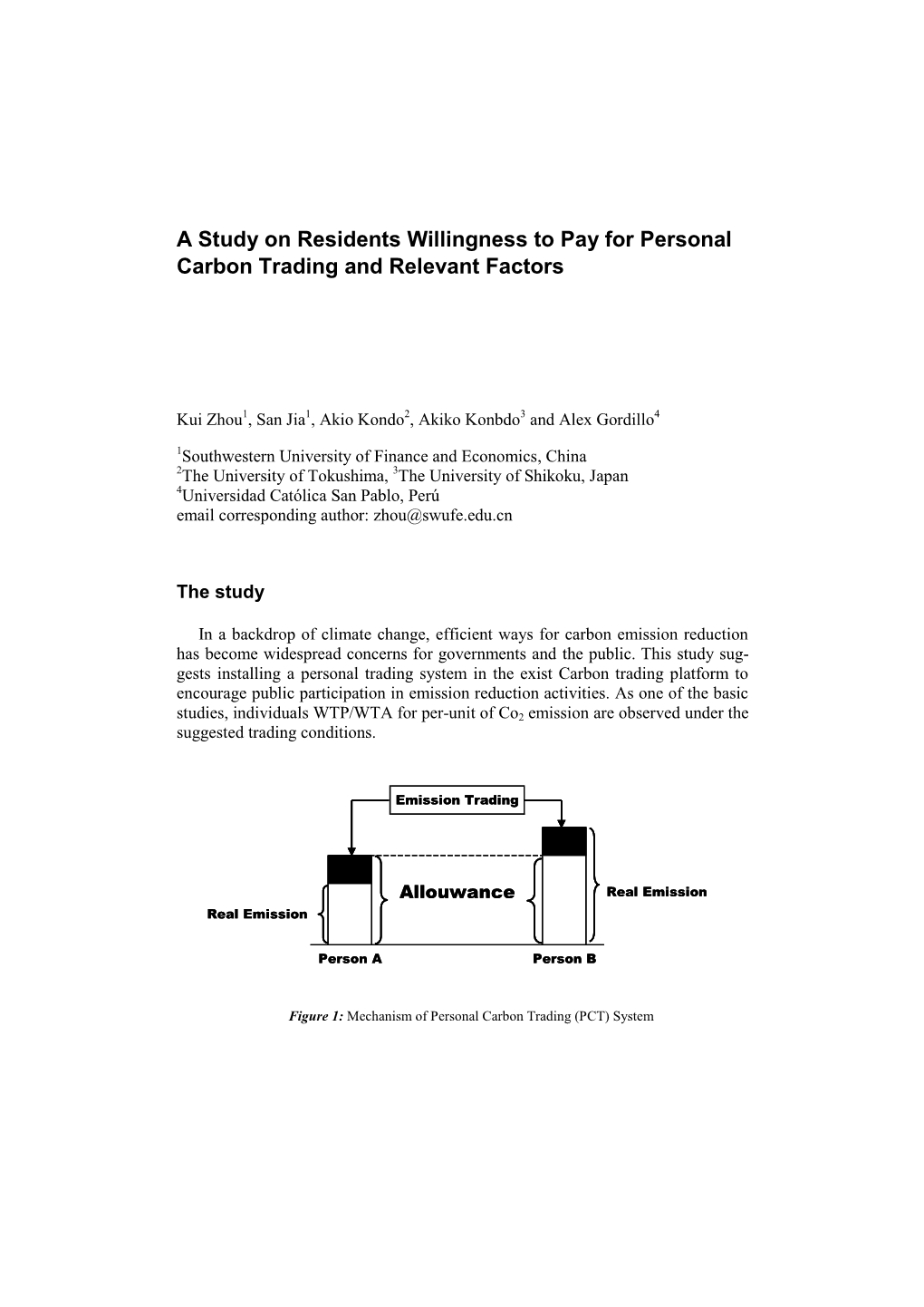 A Study on Residents Willingness to Pay for Personal Carbon Trading and Relevant Factors