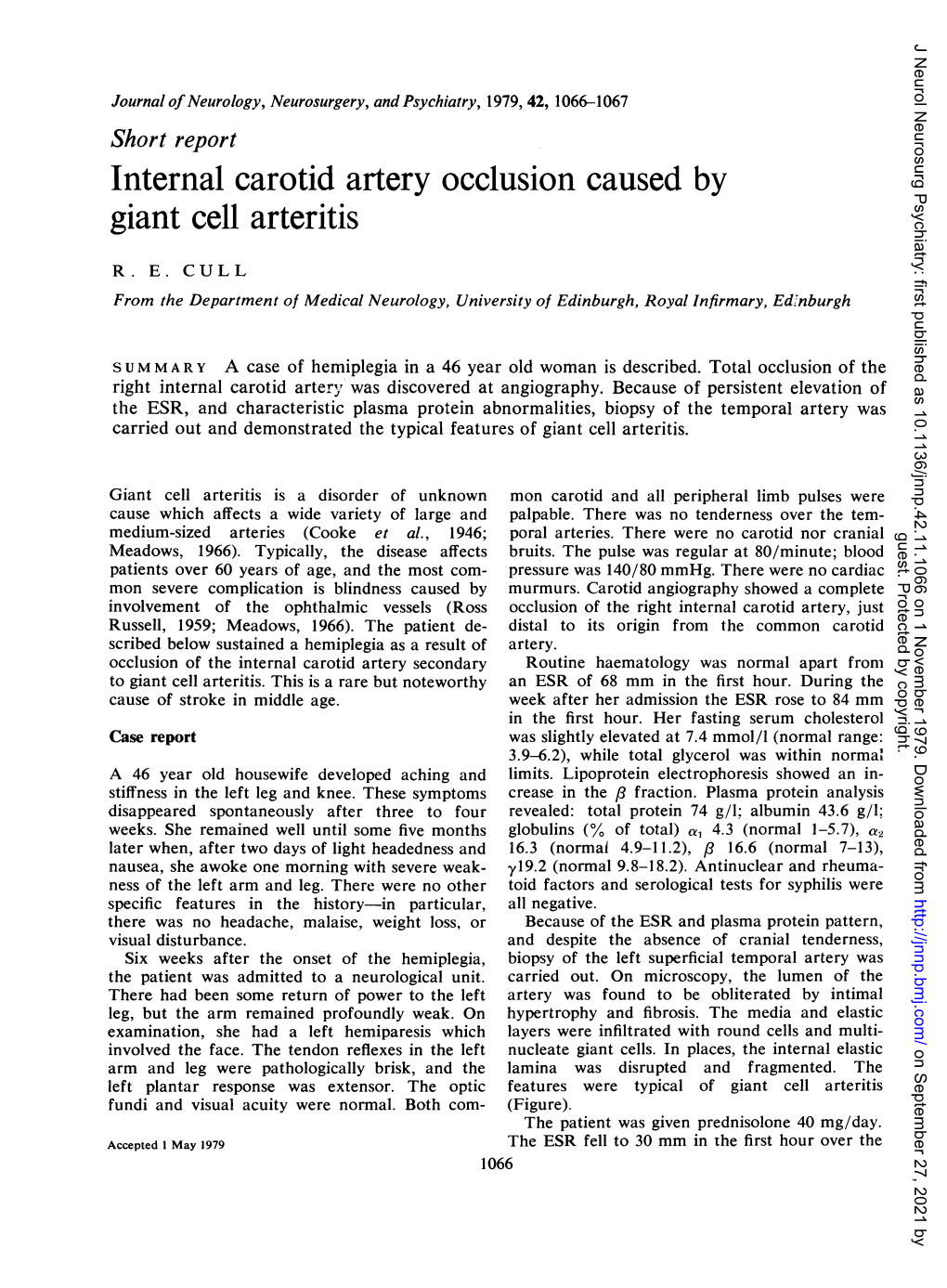 Internal Carotid Artery Occlusion Caused by Giant Cell Arteritis