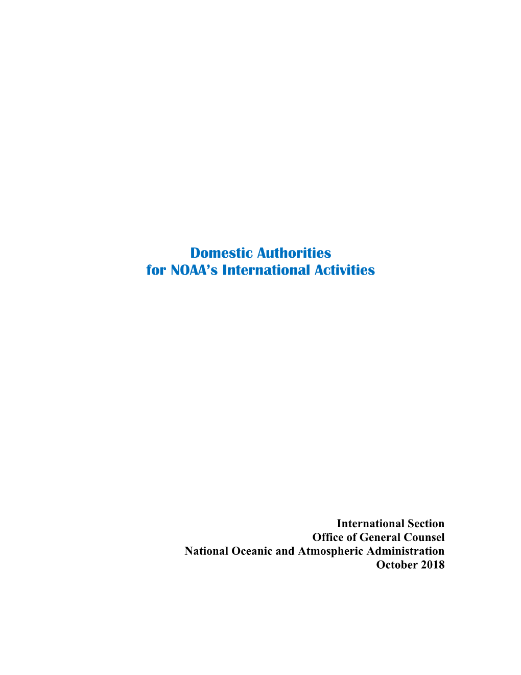 Authorities for NOAA's International Activities