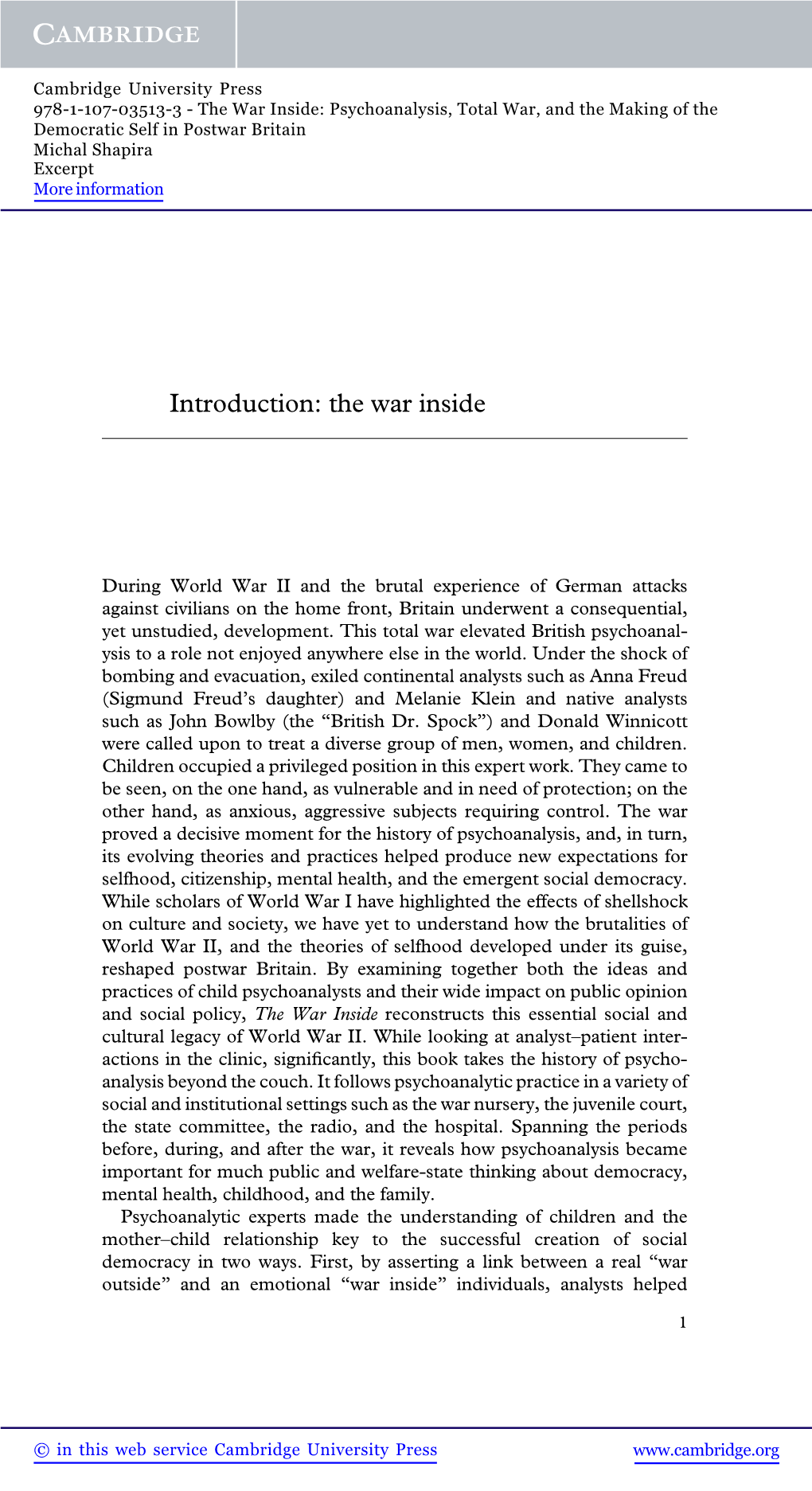 Introduction: the War Inside