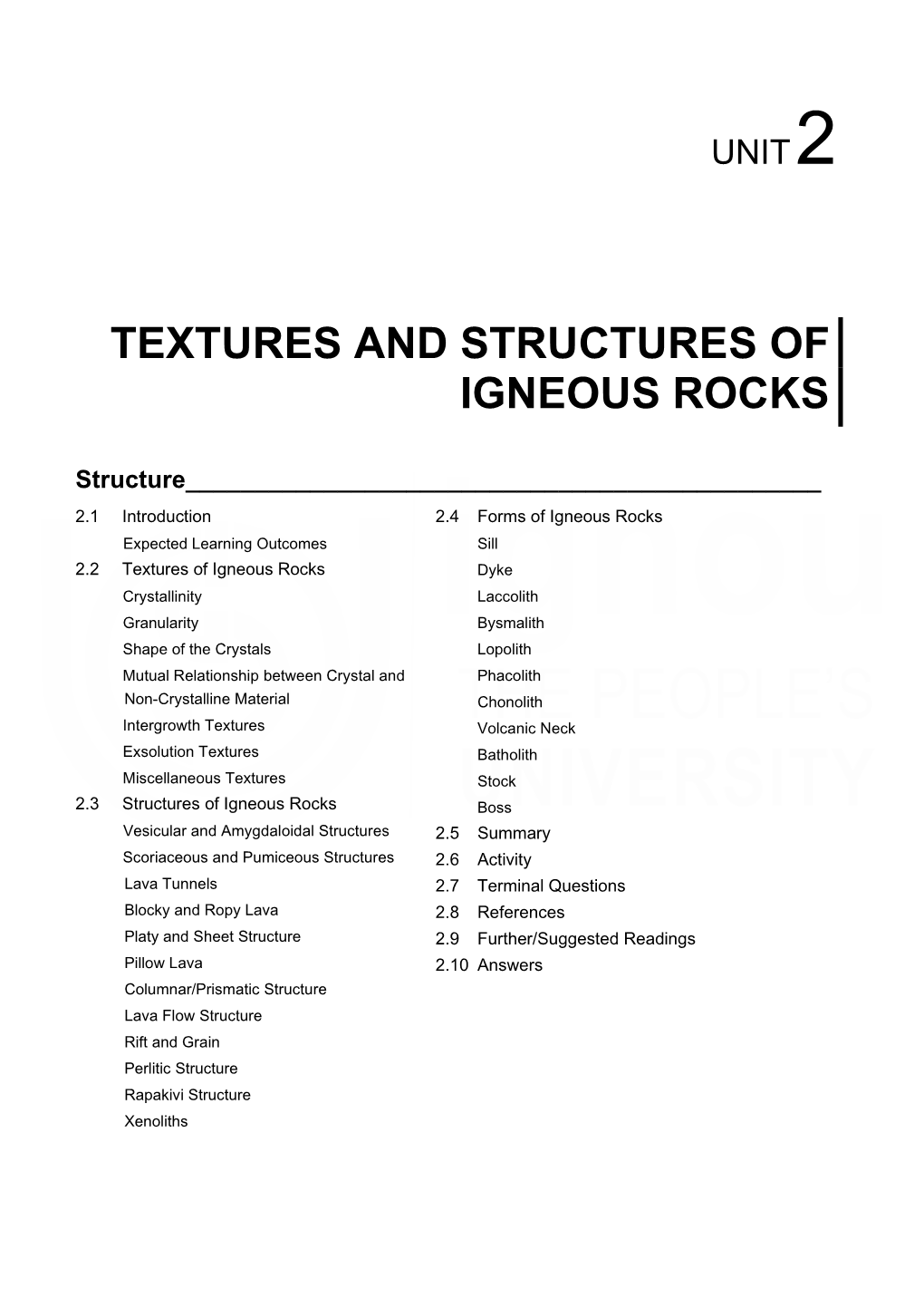 Textures and Structures of Igneous Rocks