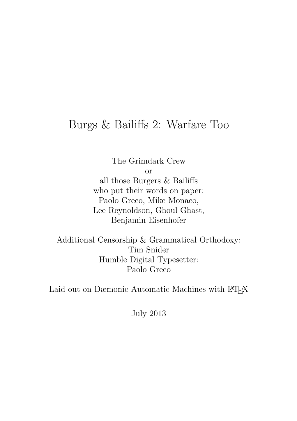 Burgs & Bailiffs 2: Warfare