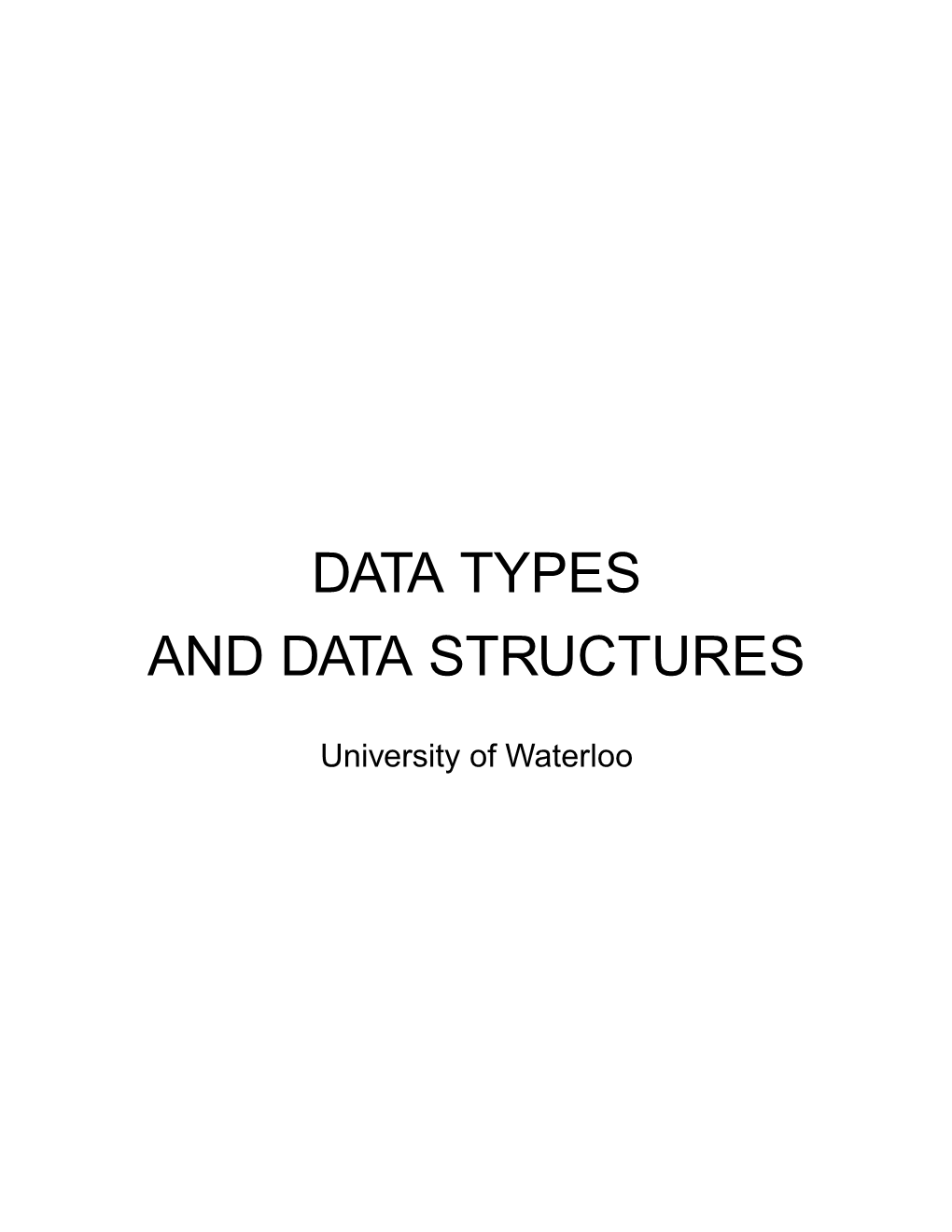 Data Types and Data Structures