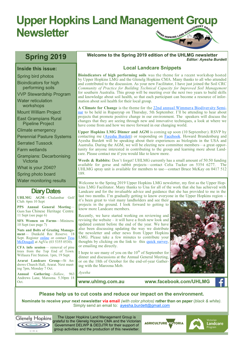 Upper Hopkins Land Management Group Newsletter