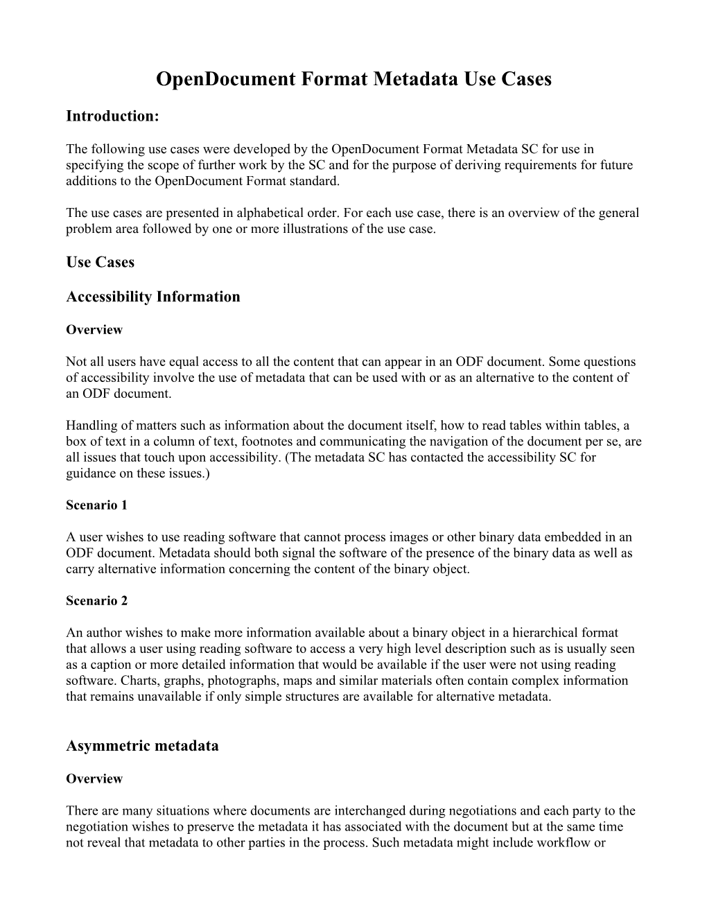 Opendocument Format Metadata Use Cases