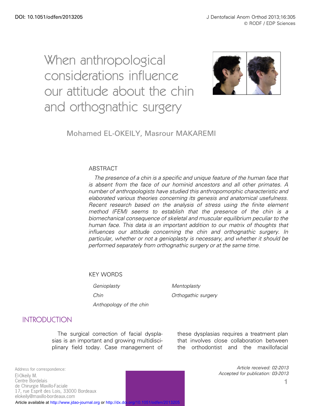 When Anthropological Considerations Influence Our Attitude About the Chin and Orthognathic Surgery