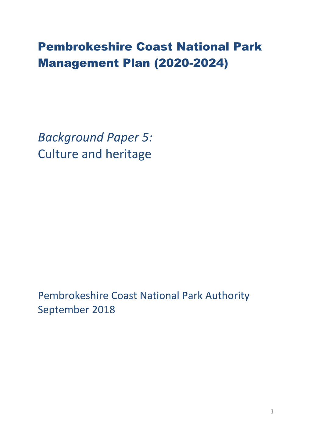 Background Paper 5: Culture and Heritage