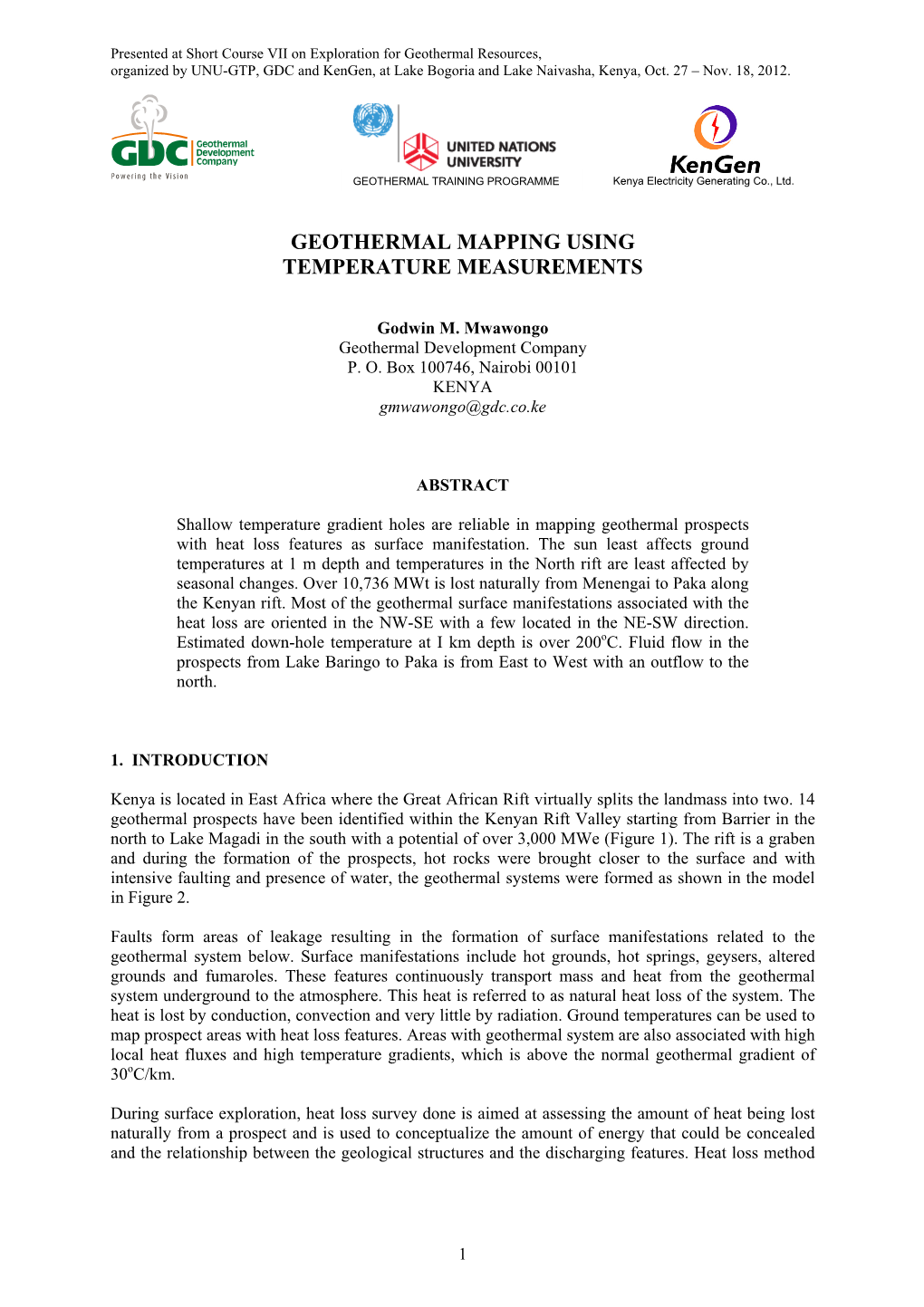 Geothermal Mapping Using Temperature Measurements