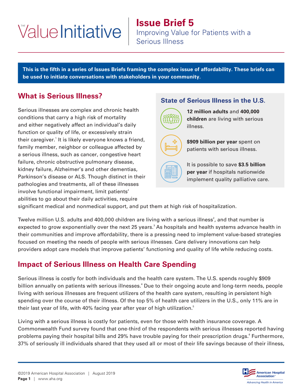 The Value Initiative Issue Brief 5: Improving Value for Patients with a Serious Illness