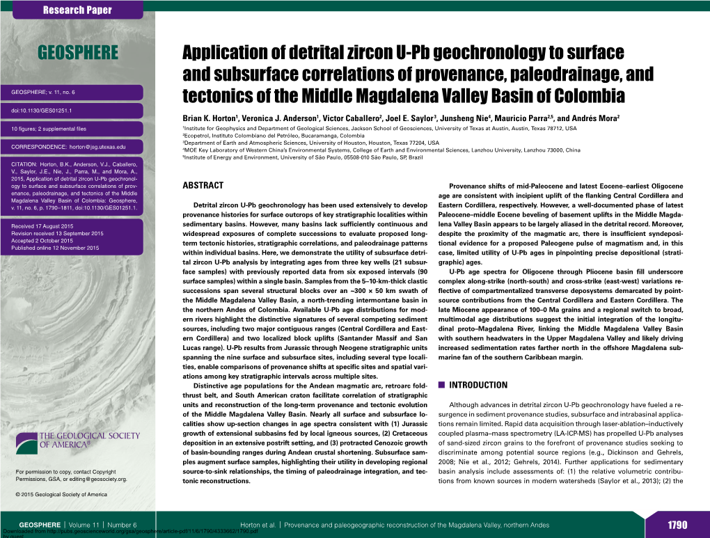 Application of Detrital Zircon U-Pb Geochronology to Surface and Subsurface Correlations of Provenance, Paleodrainage, and Tecto