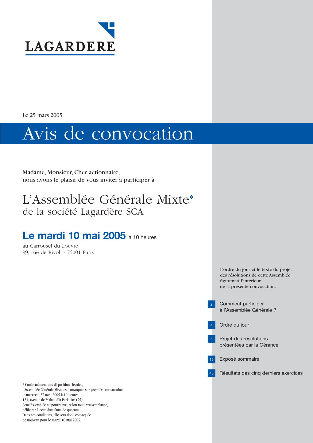 Avis De Convocation