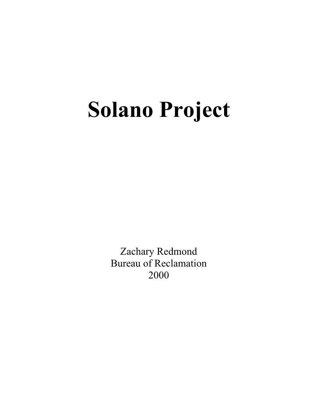 Solano Project History