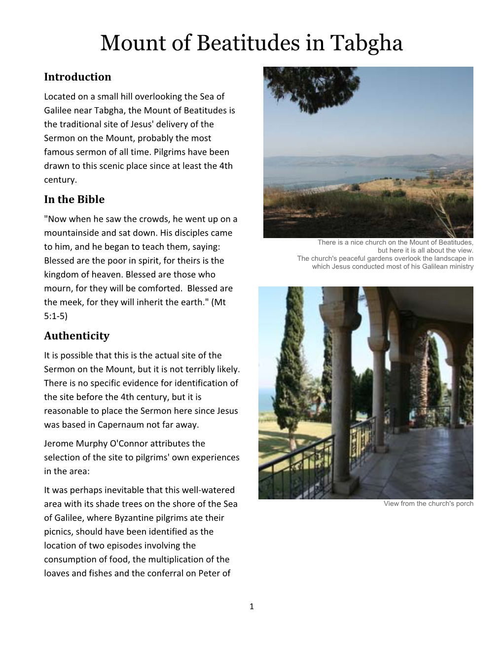 Mount of Beatitudes in Tabgha