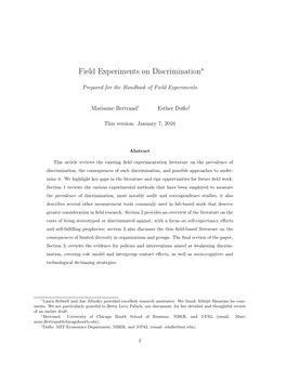 Field Experiments on Discrimination∗