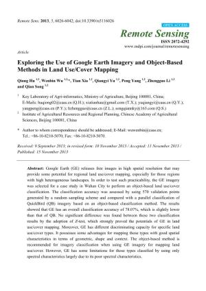 Exploring the Use of Google Earth Imagery and Object-Based Methods in Land Use/Cover Mapping