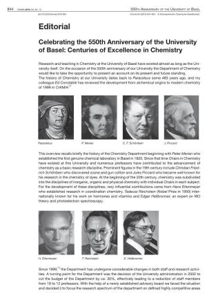 Celebrating the 550Th Anniversary of the University of Basel: Centuries of Excellence in Chemistry