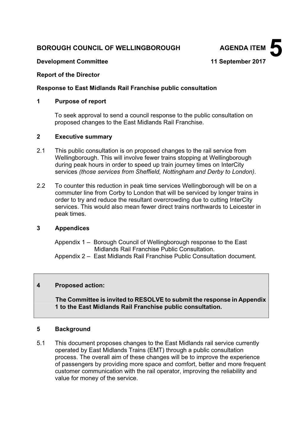 Response to East Midlands Rail Franchise Public Consultation