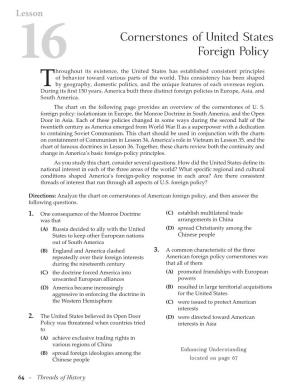 16 Cornerstones of United States Foreign Policy