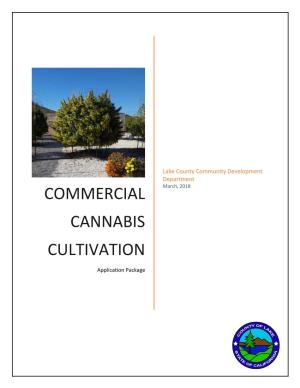 Commercial Cannabis Cultivation Application Package Table of Contents