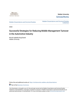 Successful Strategies for Reducing Middle Management Turnover in the Automotive Industry