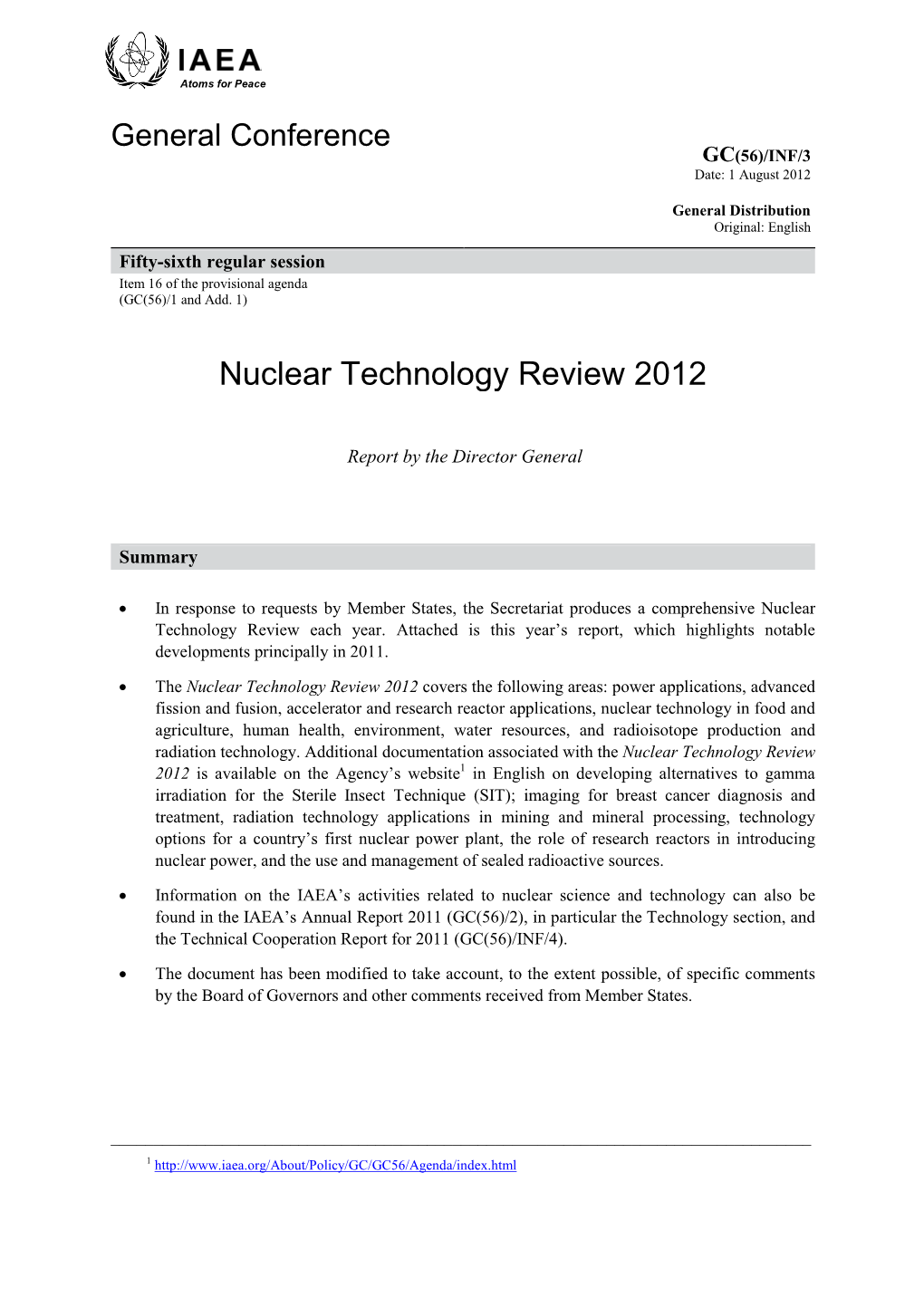 Nuclear Technology Review 2012