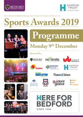 Sports Awards 2019 Programme Monday 9Th December Sponsored By