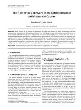 The Role of the Courtyard in the Establishment of Architecture in Cyprus