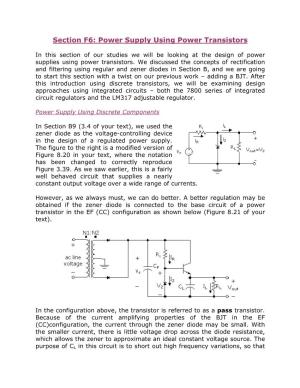 Power Supply Using Power Transistors