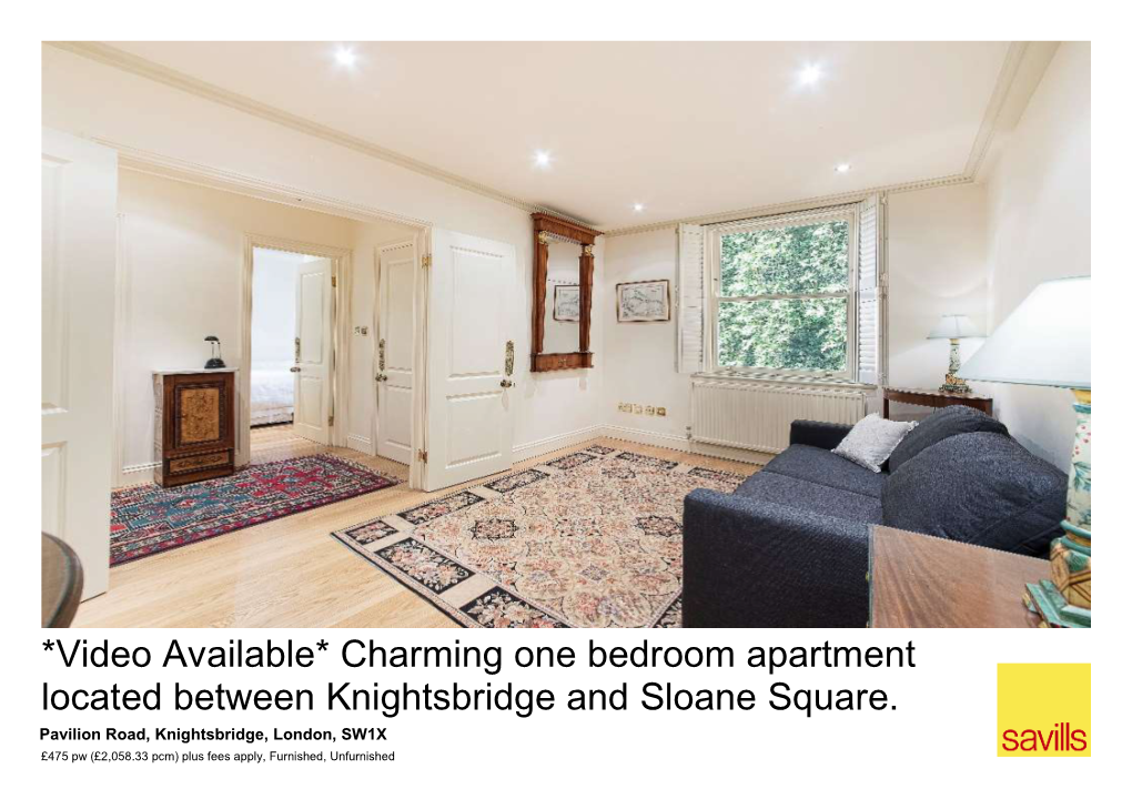 Video Available* Charming One Bedroom Apartment Located Between Knightsbridge and Sloane Square