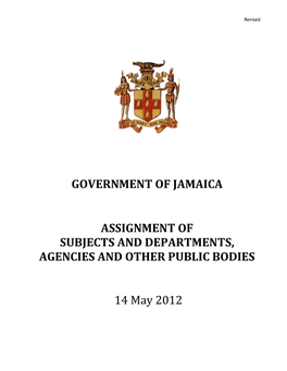 Government of Jamaica Assignment of Subjects And