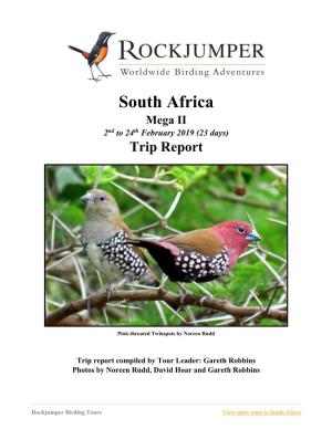 South Africa Mega II 2Nd to 24Th February 2019 (23 Days) Trip Report
