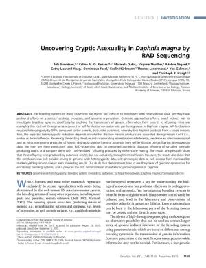 Uncovering Cryptic Asexuality in Daphnia Magna by RAD Sequencing