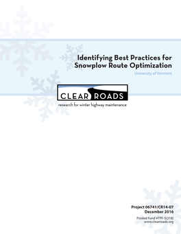 Identifying Best Practices for Snowplow Route Optimization University of Vermont