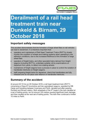 Derailment of a Rail Head Treatment Train Near Dunkeld & Birnam, 29
