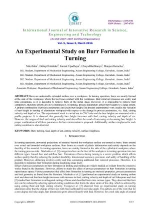 An Experimental Study on Burr Formation in Turning