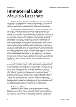 Immaterial Labor Maurizio Lazzarato