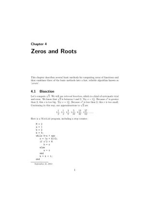 Zeros and Roots