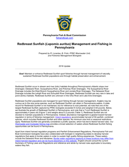 Redbreast Sunfish Management and Fishing in Pennsylvania