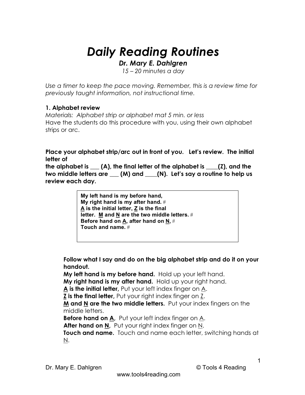 Daily Reading Routines Dr