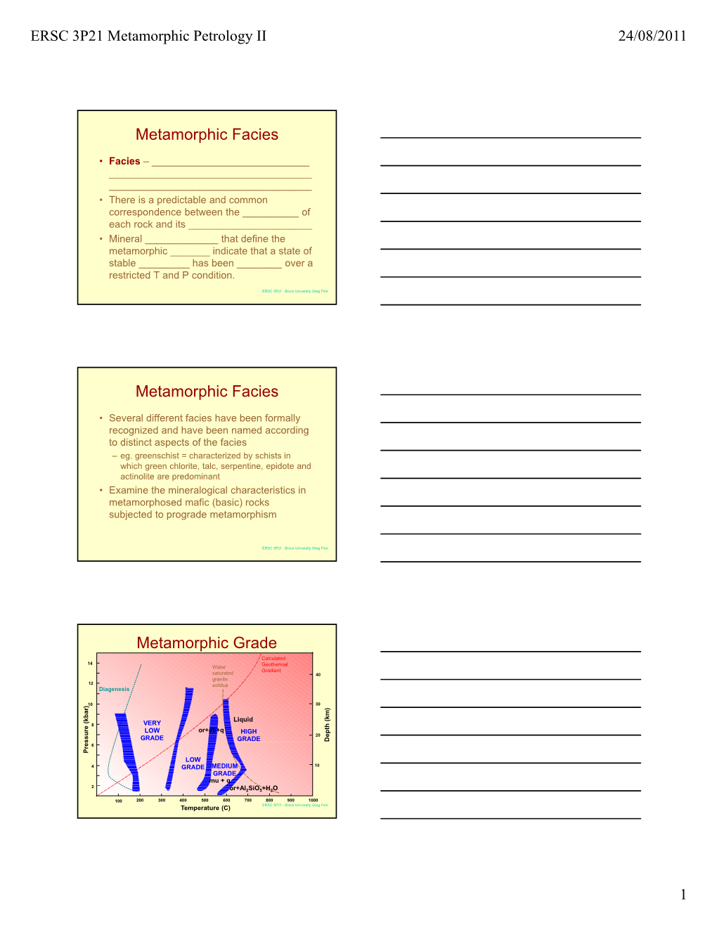 Metamorphic Facies Metamorphic Facies