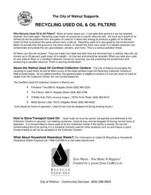 Recycling Used Oil & Oil Filters