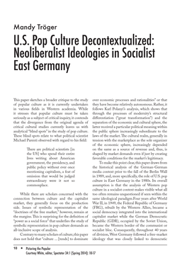 U.S. Pop Culture Decontextualized: Neoliberalist Ideologies in Socialist East Germany