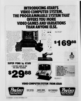 Introducing Atari's Video Computer System. the Programmable System That Offers You More Video Games and Variations Than Anyone