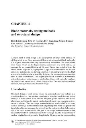 CHAPTER 13 Blade Materials, Testing Methods and Structural Design