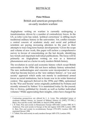 British and American Perspectives on Early Modern Warfare
